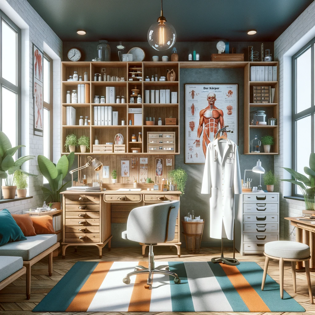 DALL·E 2024-02-24 17.59.56 - Imagine the interior of a small doctor's office that is clearly identifiable as a medical practice, but inspired by the cozy and artistic atmosphere o